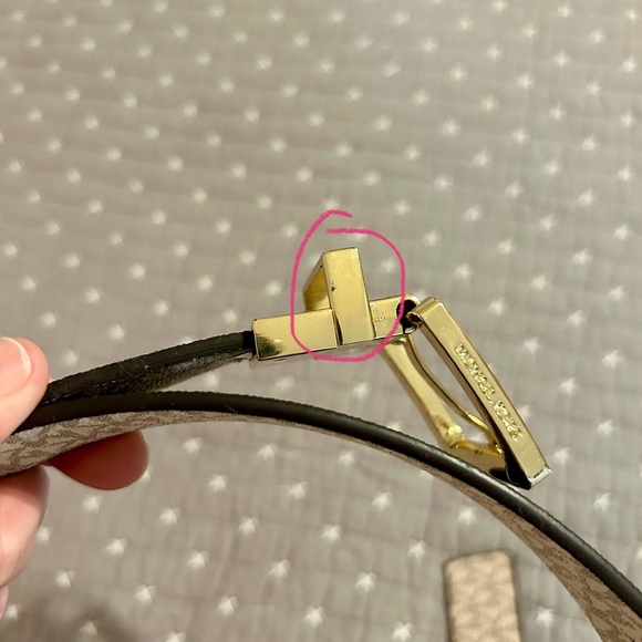 Michael Kors Reversible Monogram Brown and Ivory Belt with Gold Buckle - Picture 7 of 7